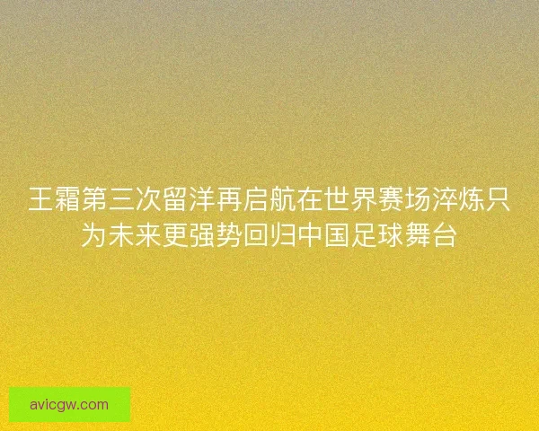 王霜第三次留洋再启航在世界赛场淬炼只为未来更强势回归中国足球舞台